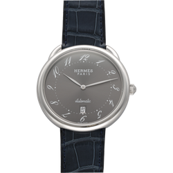Montre HERMÈS "Arceau" en acier et cuir