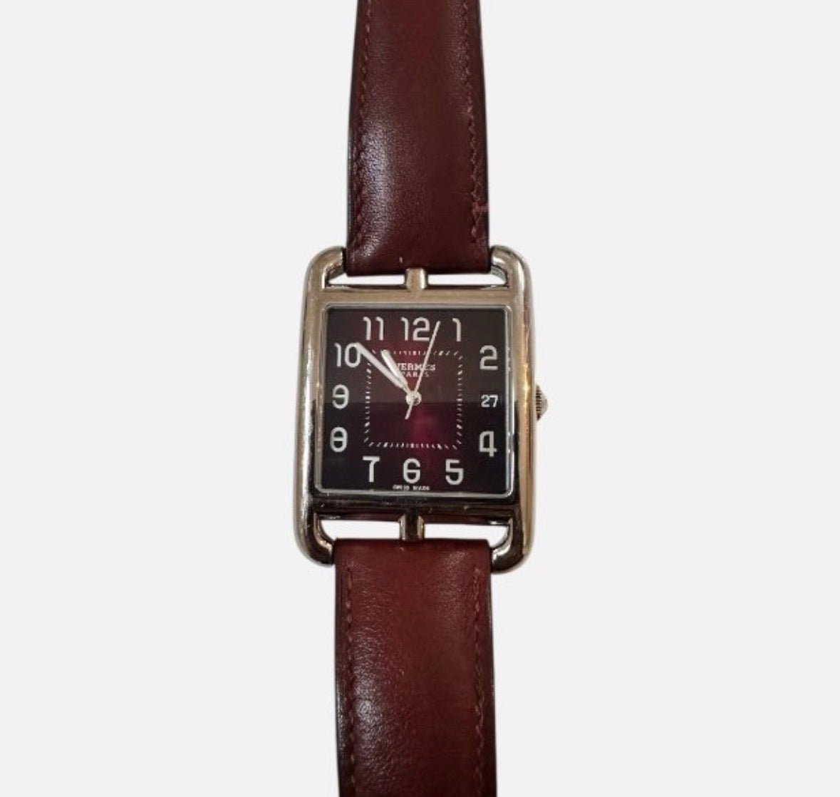 Montre HERMÈS en acier, cuir et quartz