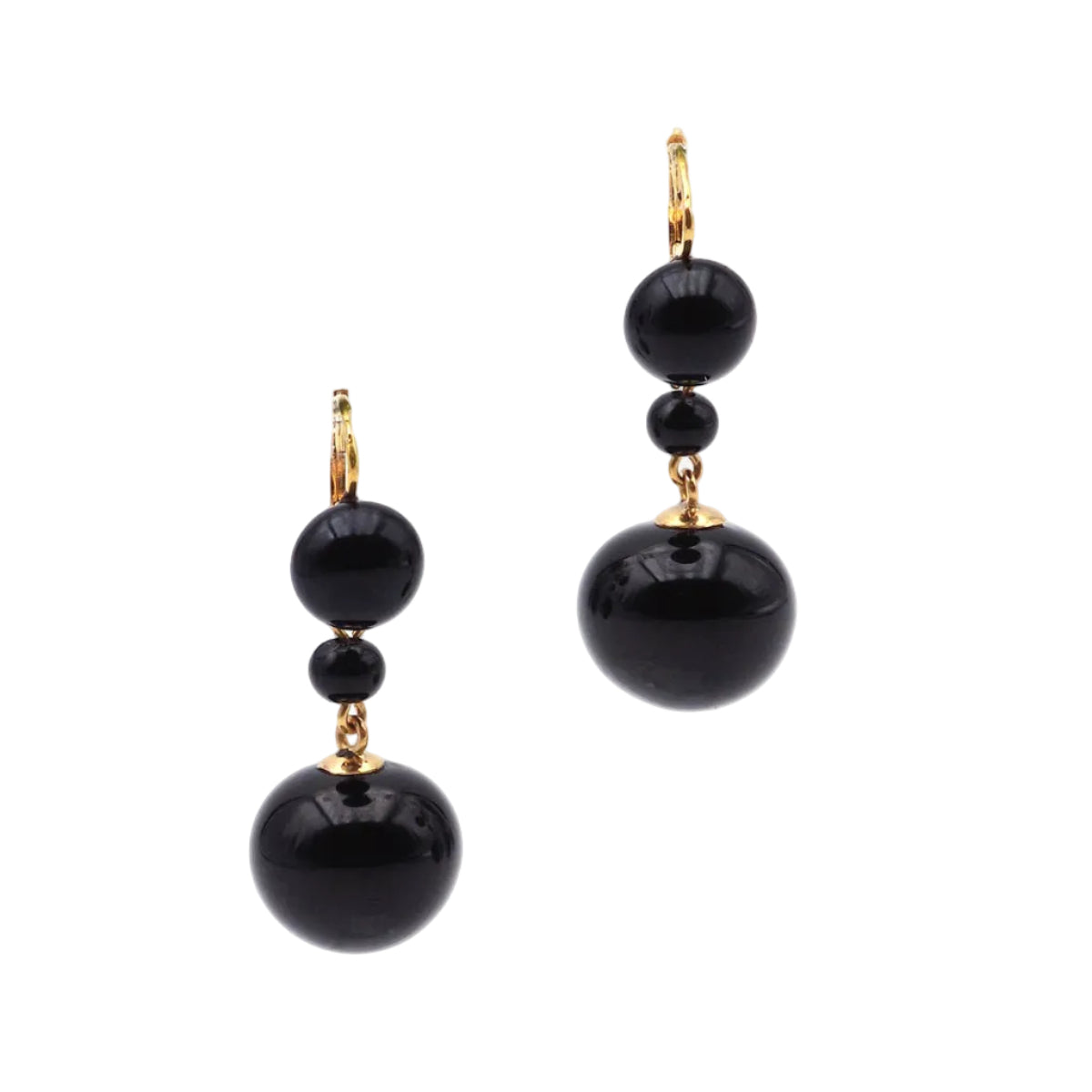 Boucles d'oreilles Dormeuses en or jaune et perles de verre