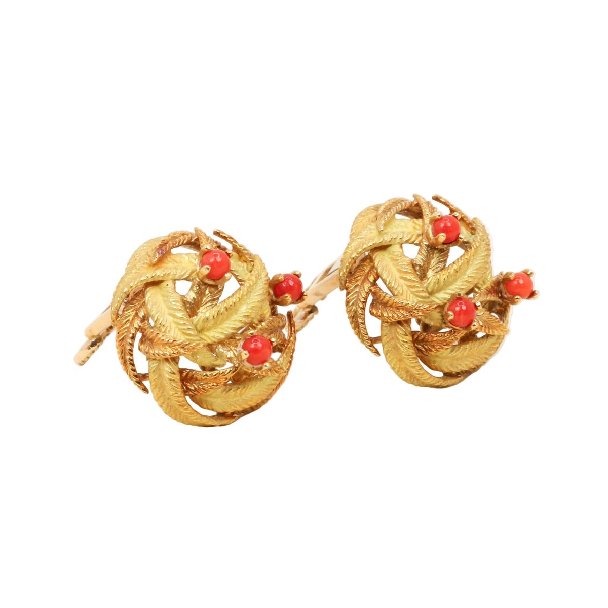 Boucles d'oreilles Clips en or jaune et corail