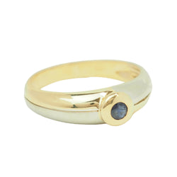 Bague Solitaire en or blanc, or jaune et saphir