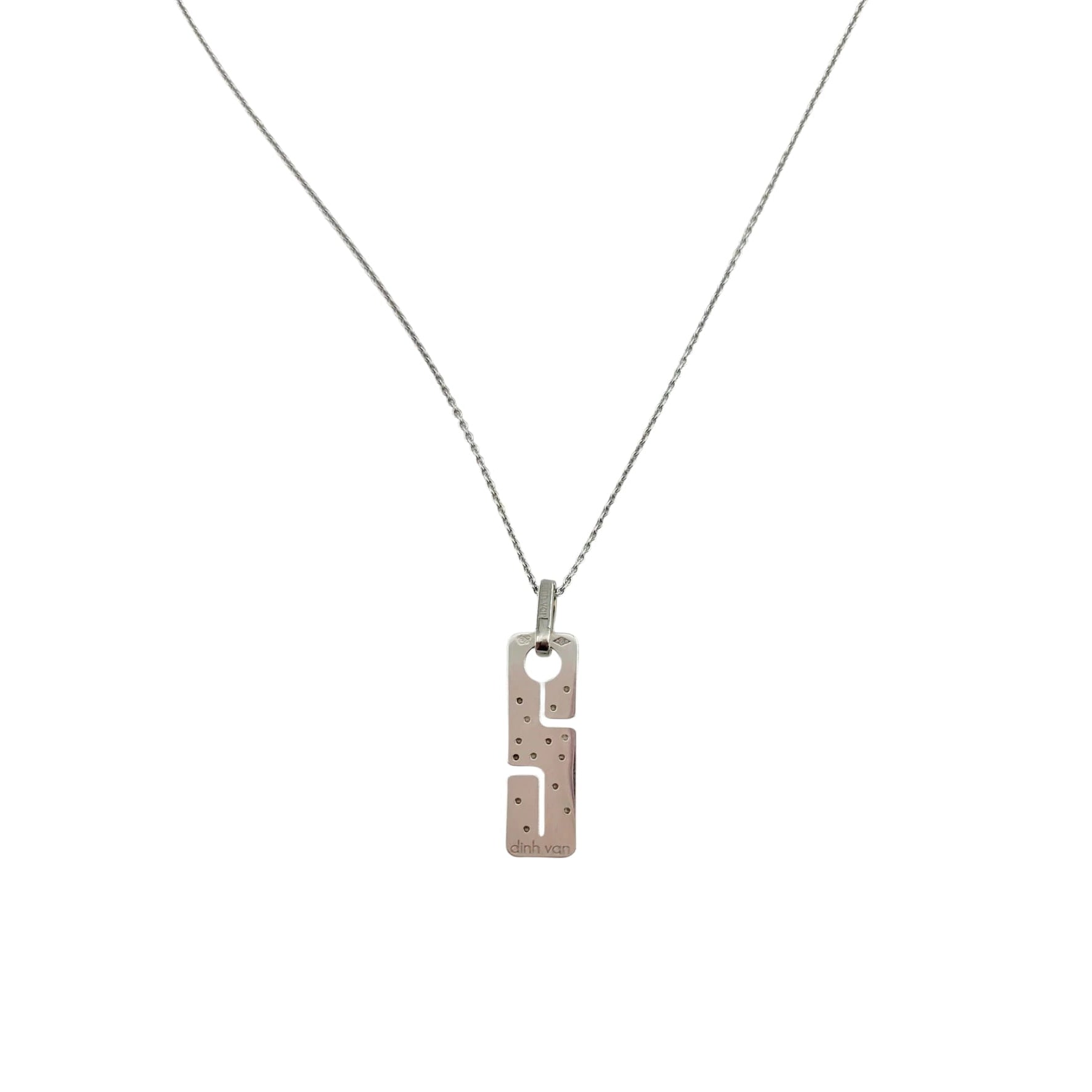 Collier Pendentif DINH VAN "Seventies" en or blanc et diamants