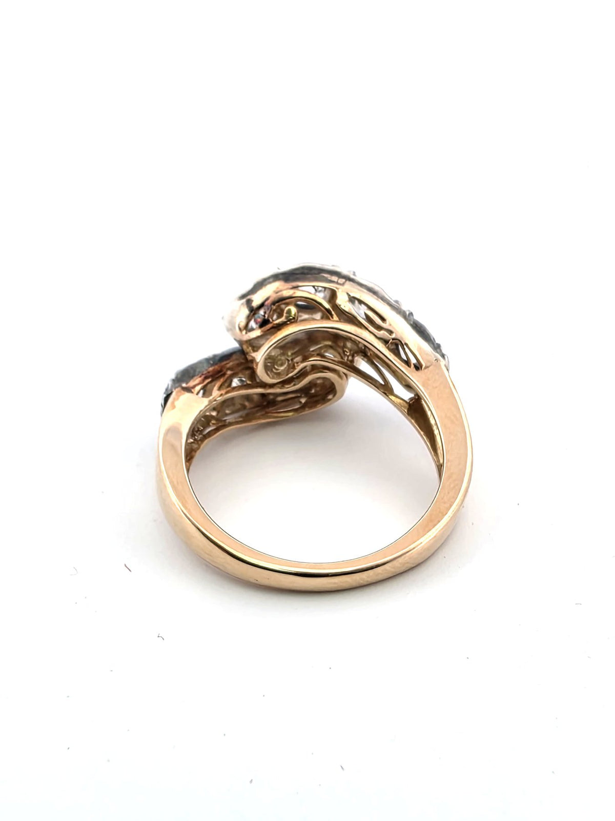 Bague Toi & Moi en or jaune, argent et diamants