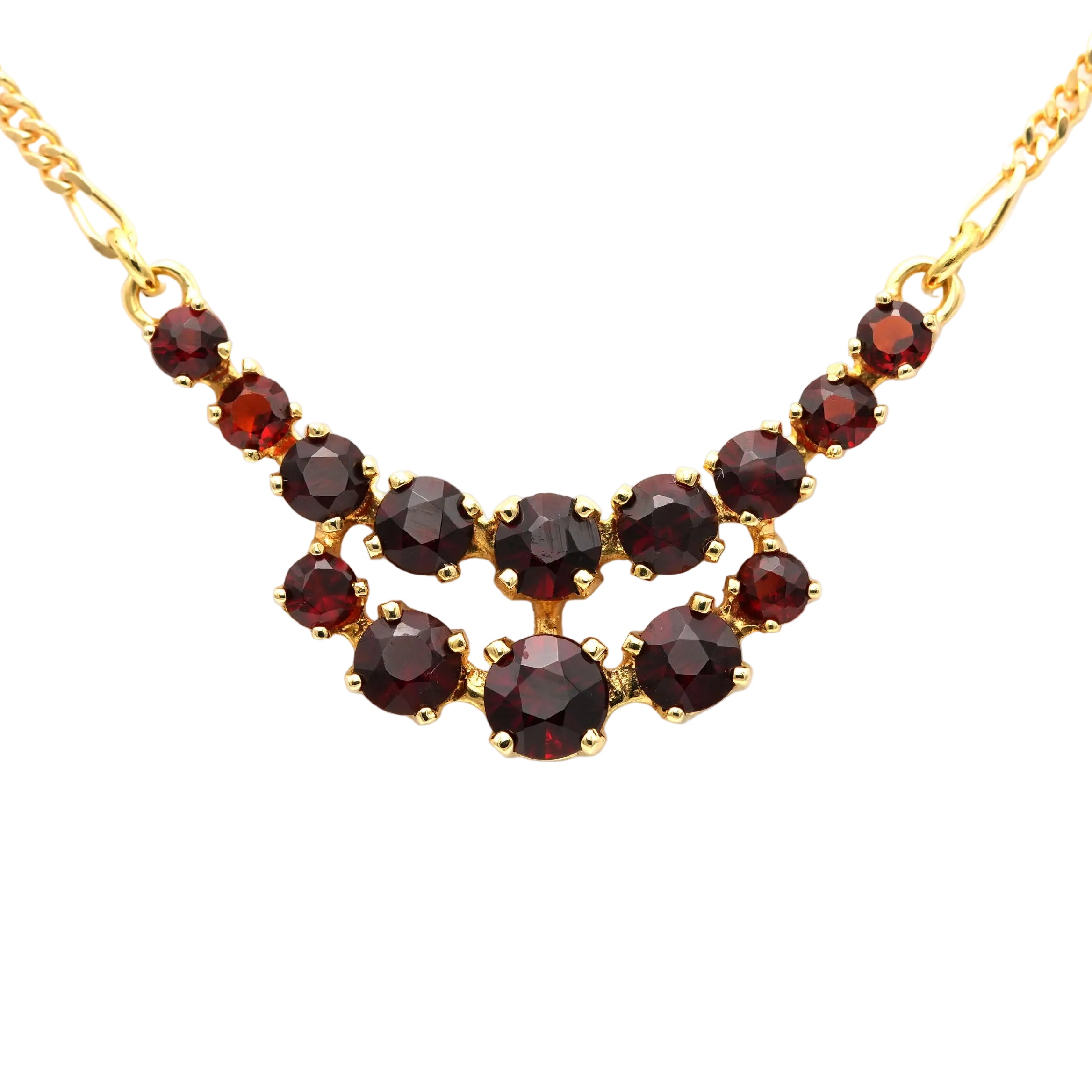 Collier Pendentif en or jaune et grenats