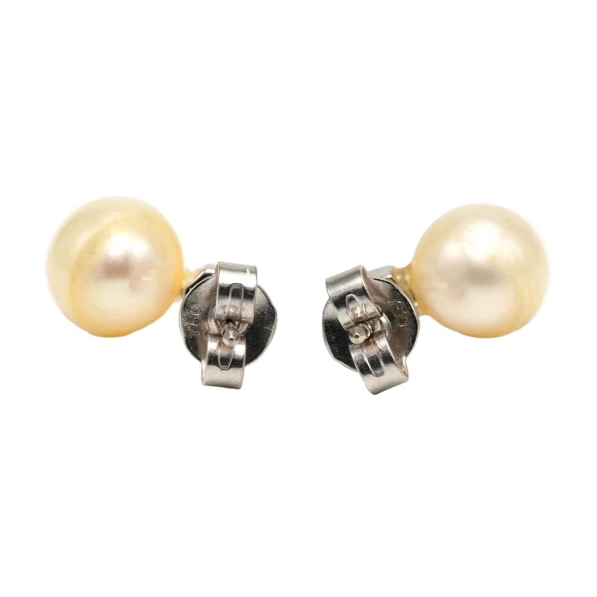Boucles d'oreilles Puces en or blanc, perles et diamants