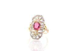 Bague 1900 sertie d'une tourmaline et de diamants - Castafiore