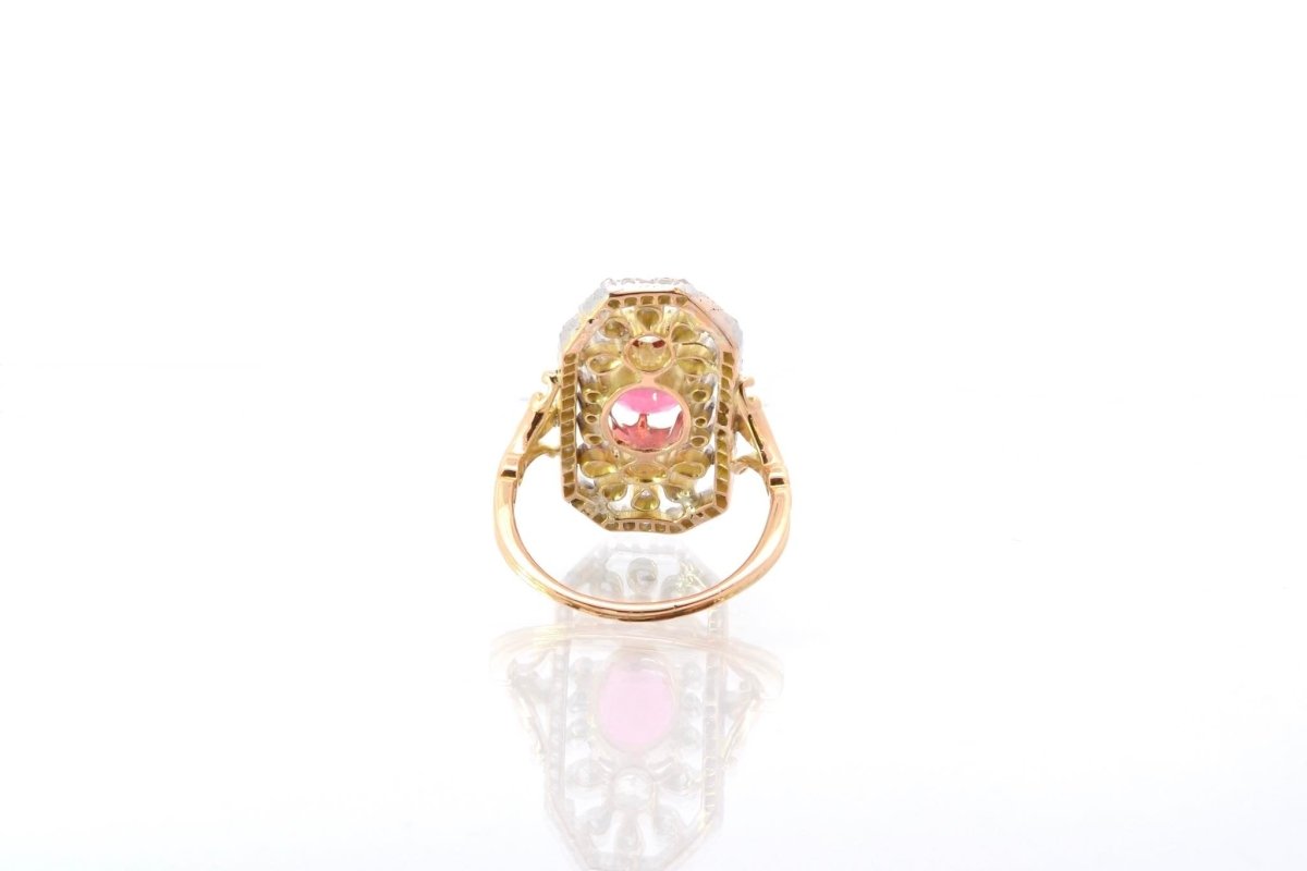 Bague 1900 sertie d'une tourmaline et de diamants - Castafiore