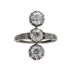 Bague 1930 en or 18k et platine avec diamants taille ancienne vers 1930. Taille 55. - Castafiore