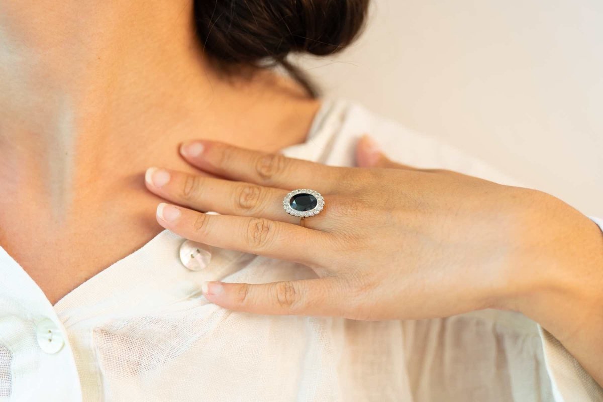 Bague 1930 saphir diamants - Castafiore