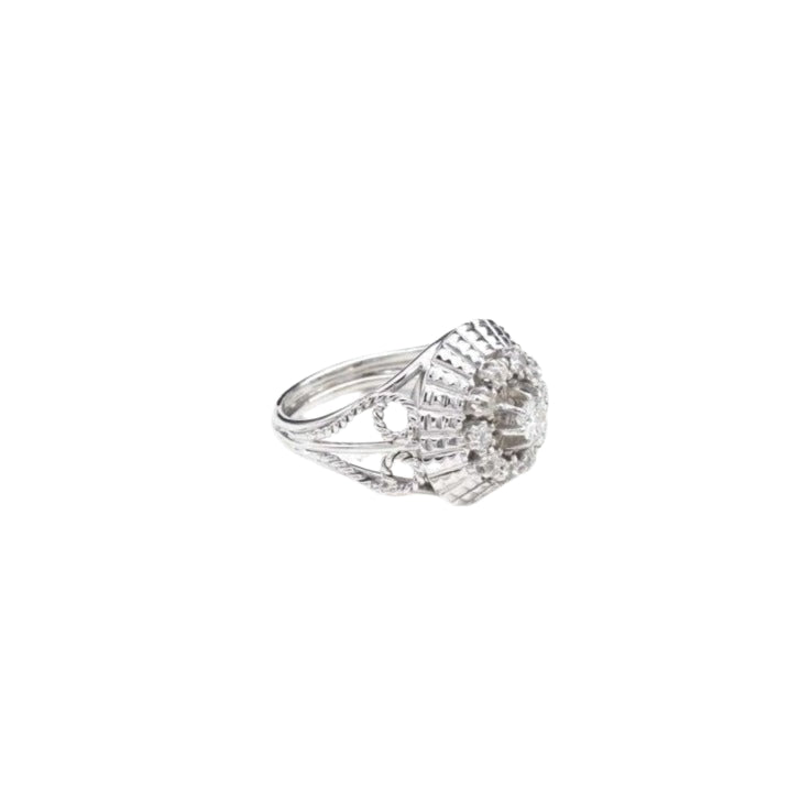 Bague 1950 dôme diamants en or blanc 18k - Castafiore