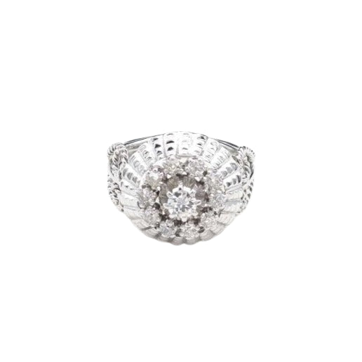 Bague 1950 dôme diamants en or blanc 18k - Castafiore