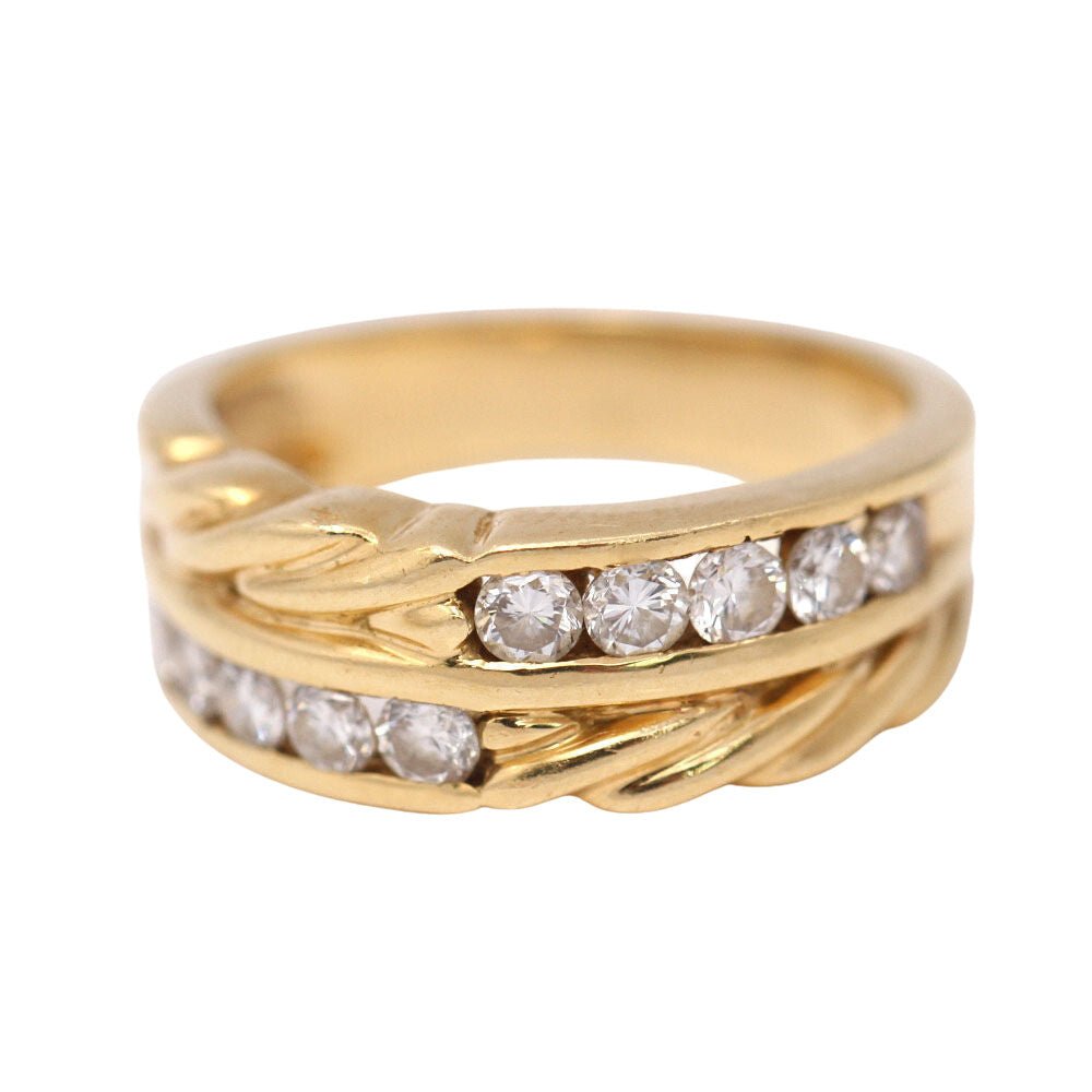 Bague 2 anneaux en or jaune et diamants - Castafiore