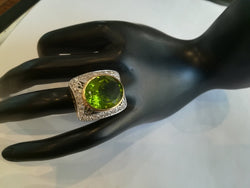 Bague 2 Ors Péridot Diamants - Castafiore