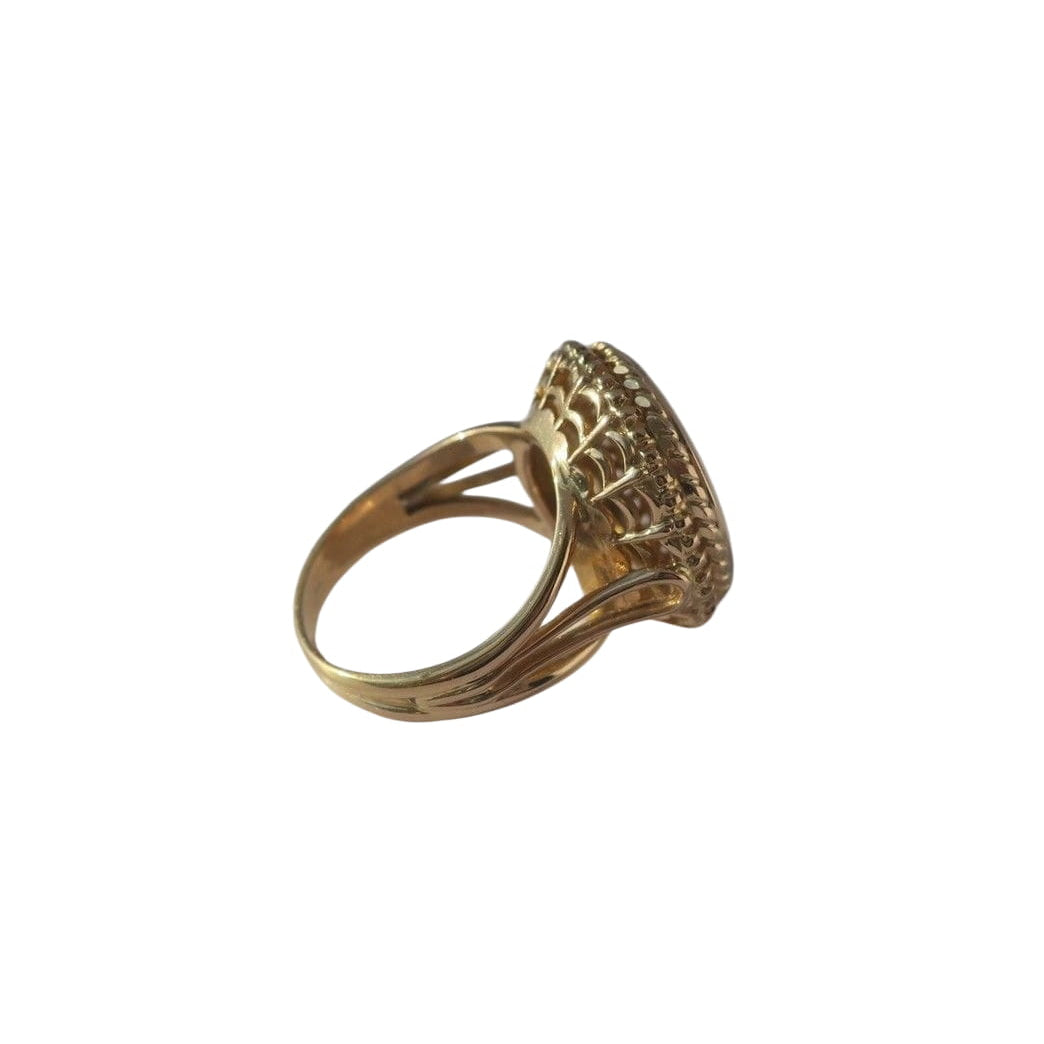 Bague A. AUGIS chevalière médaille d'amour en or jaune et diamant - Castafiore