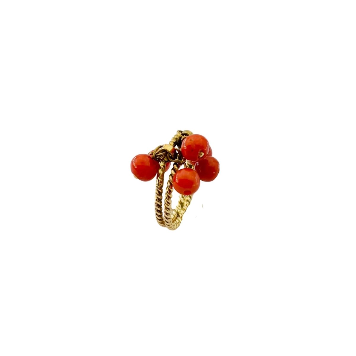 Bague à breloques en or jaune et corail - Castafiore