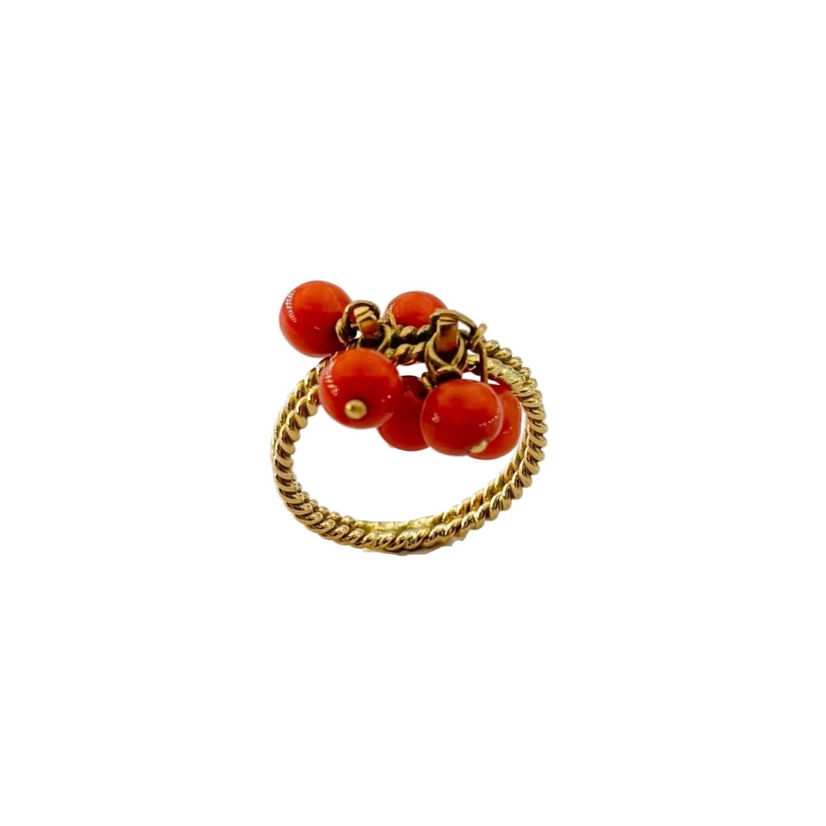 Bague à breloques en or jaune et corail - Castafiore