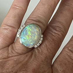 Bague ADAMEK Opale en or gris et diamants - Castafiore