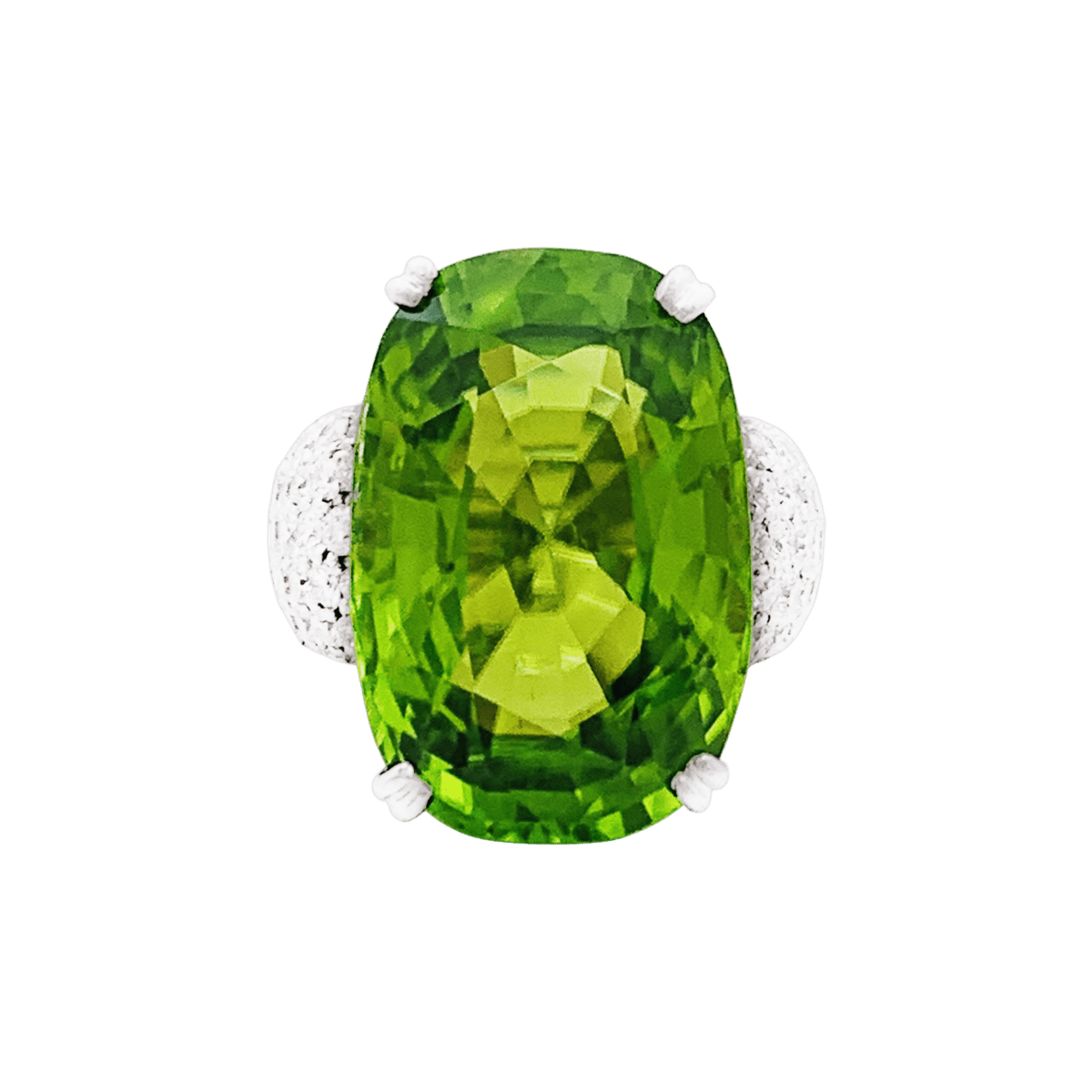 Bague ADLER en or blanc, péridot et diamants - Castafiore