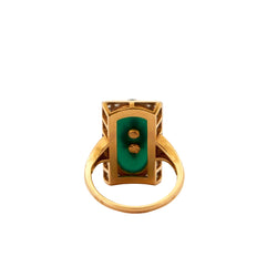Bague Agate verte diamants en or jaune et platine - Castafiore