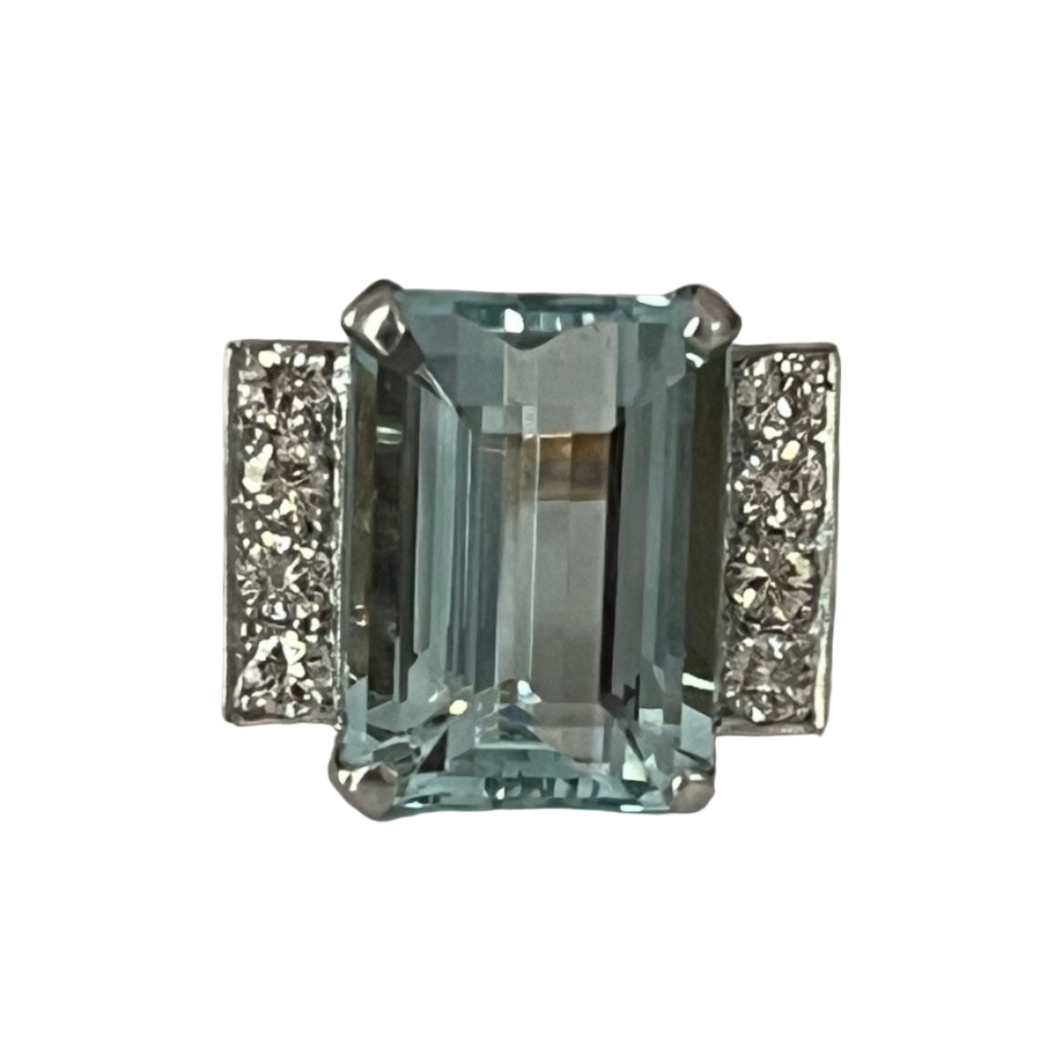 Bague Aigue - marine diamants en or jaune et gris - Castafiore