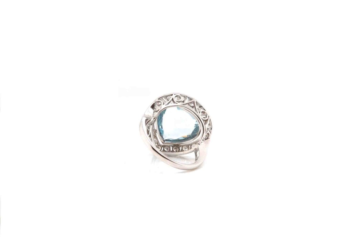 Bague aigue-marine diamants en platine - Castafiore