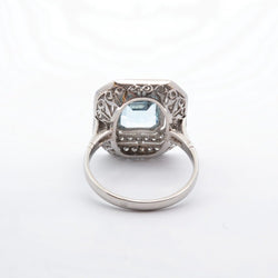 Bague aigue marine double entourage diamants - Castafiore