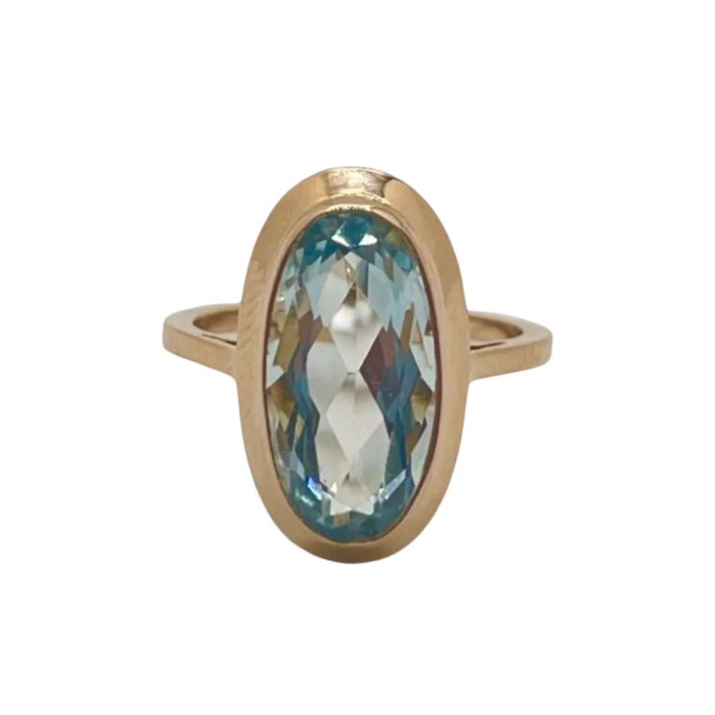 Bague Aigue - marine en or rose - Castafiore