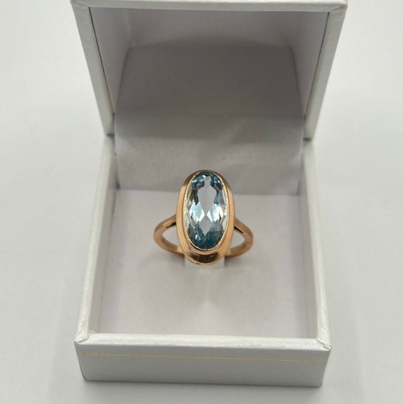 Bague Aigue - marine en or rose - Castafiore
