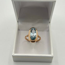 Bague Aigue - marine en or rose - Castafiore