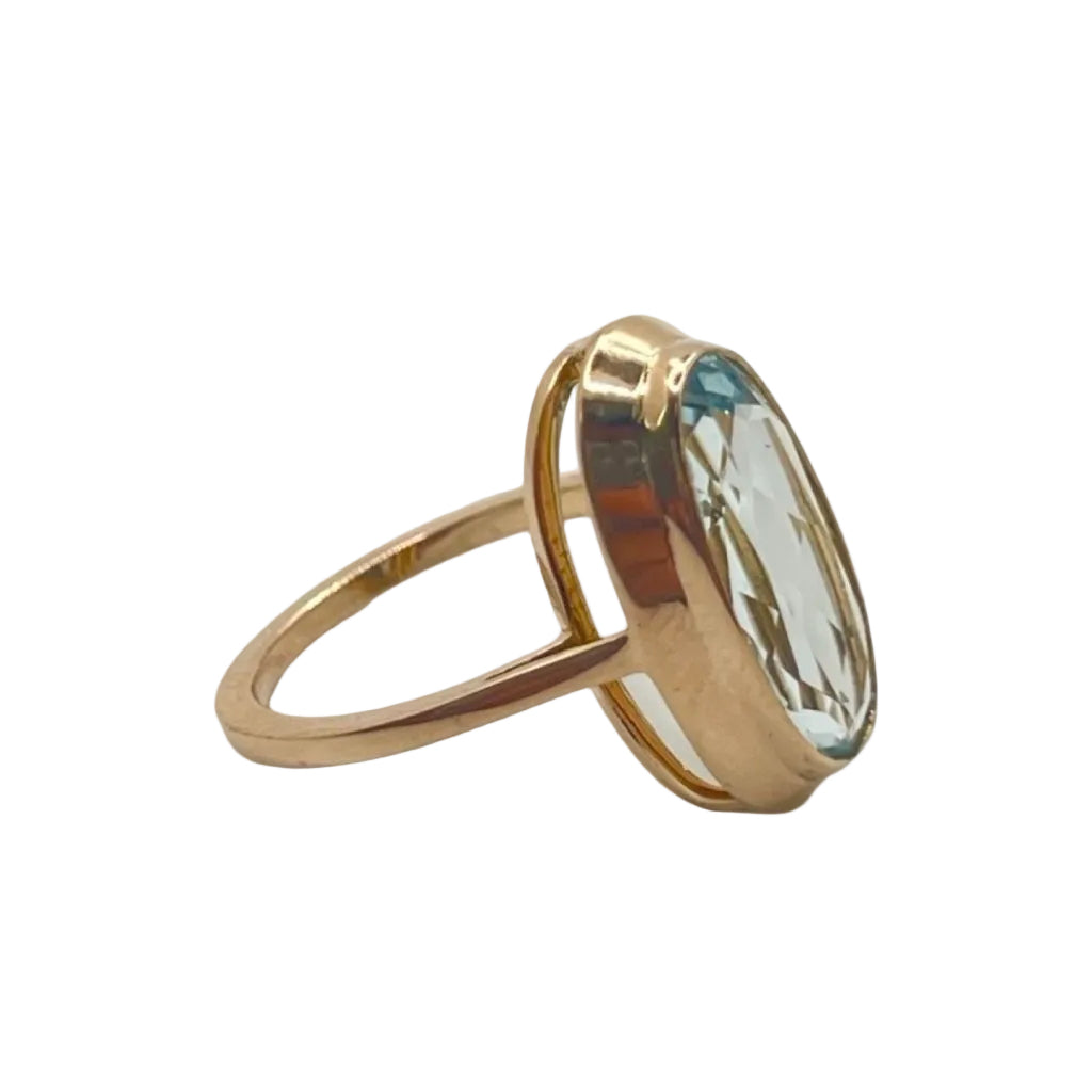 Bague Aigue - marine en or rose - Castafiore
