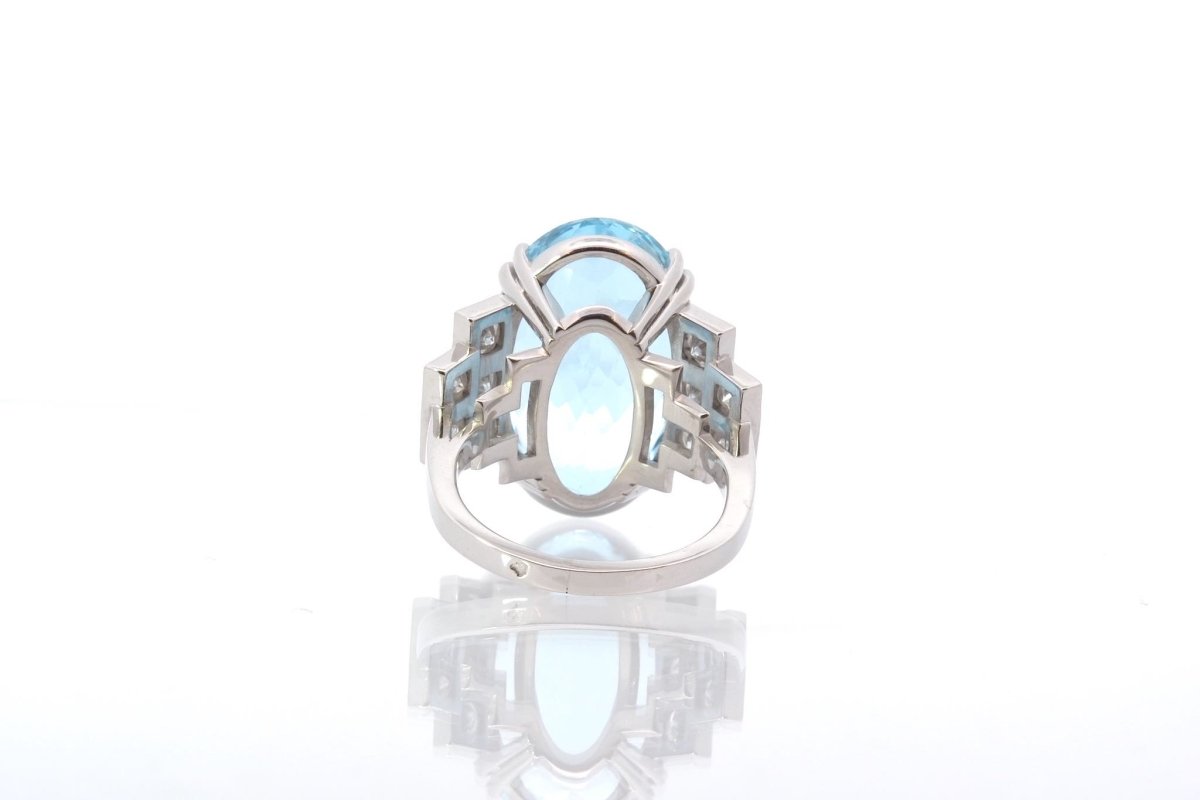 Bague aigue marine en platine - Castafiore