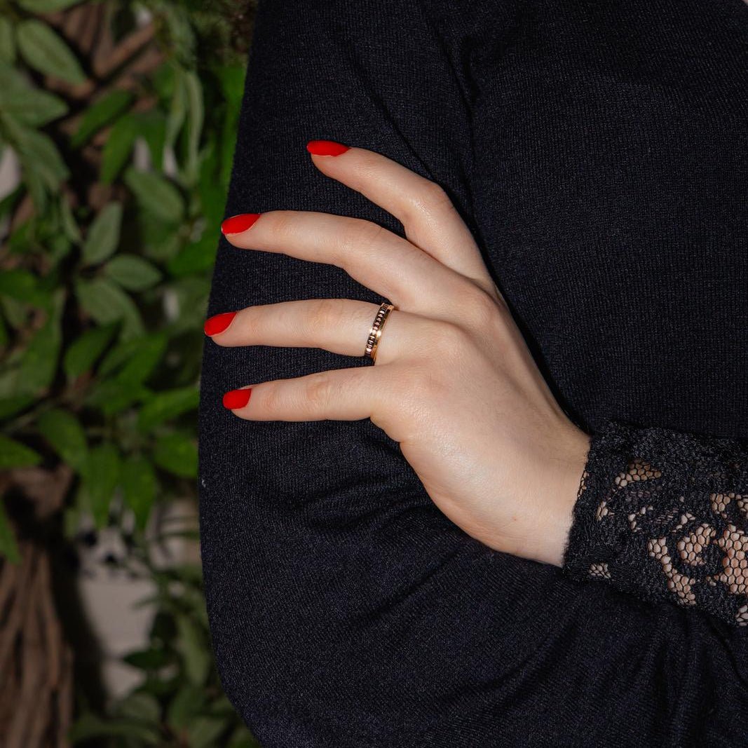 Bague Alliance BOUCHERON "Quatre Classique" en or rose et céramique - Castafiore