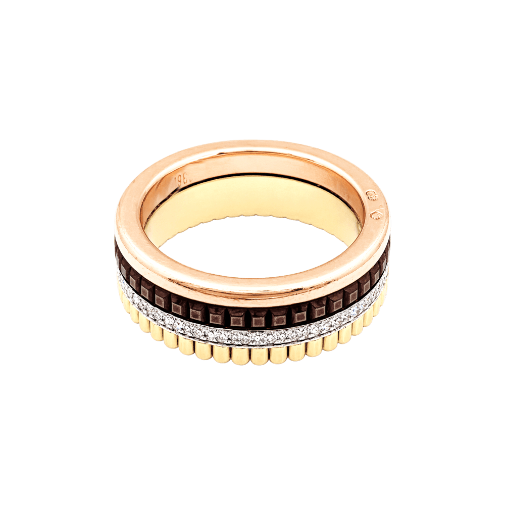 Bague Alliance BOUCHERON "Quatre Classique Small" en or blanc, or jaune, or rose et diamants - Castafiore