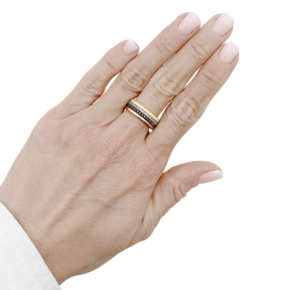 Bague Alliance BOUCHERON "Quatre Classique Small" en or blanc, or jaune, or rose et diamants - Castafiore