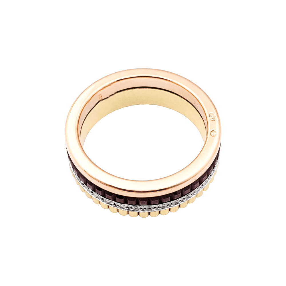 Bague Alliance BOUCHERON "Quatre Classique Small" en or blanc, or jaune, or rose et diamants - Castafiore
