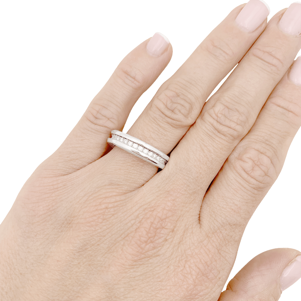 Bague Alliance BULGARI "B.Zero1" en or blanc et diamants - Castafiore