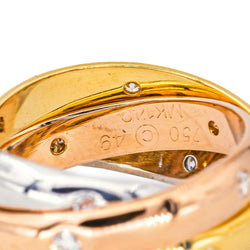 Bague Alliance CARTIER en or jaune, or blanc, or rose et diamants - Castafiore