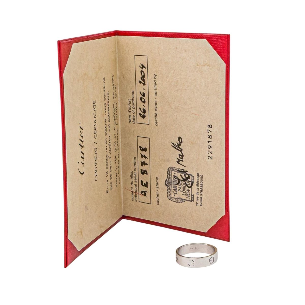 Bague Alliance CARTIER "Love" en platine - Castafiore