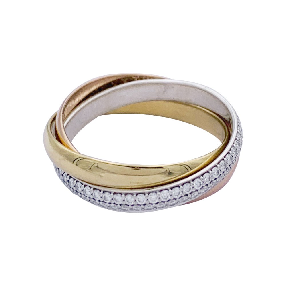 Bague Alliance CARTIER "Trinity" en 3 ors et diamants - Castafiore