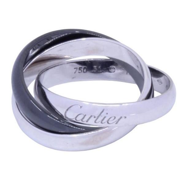 Bague Alliance CARTIER "Trinity" en or blanc et céramique - Castafiore