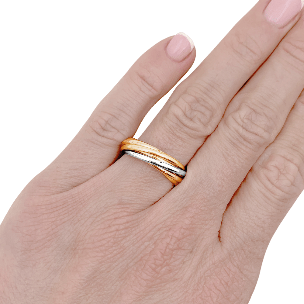 Bague Alliance CARTIER "Trinity" en or blanc, or jaune et or rose - Castafiore