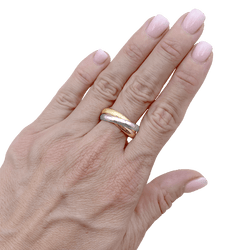 Bague Alliance CARTIER "Trinity » en or blanc, or jaune et or rose - Castafiore