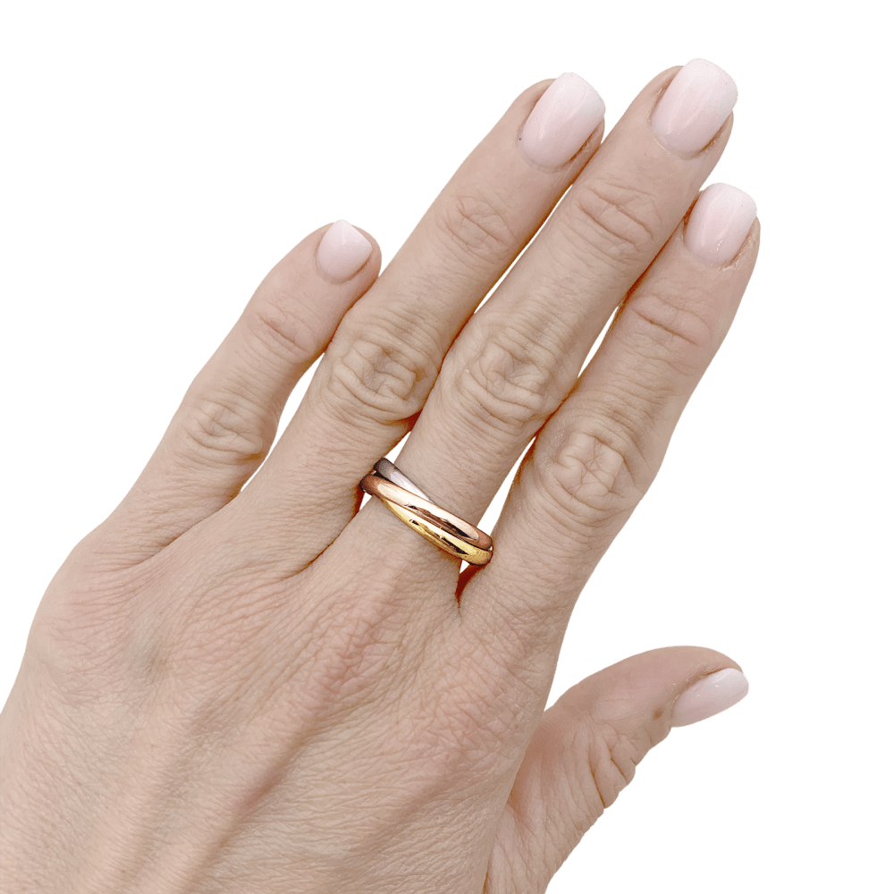 Bague Alliance CARTIER "Trinity" en or blanc, or jaune et or rose - Castafiore