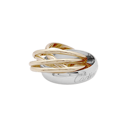 Bague Alliance CARTIER "Trinity" en or blanc, or jaune, or rose et diamant - Castafiore