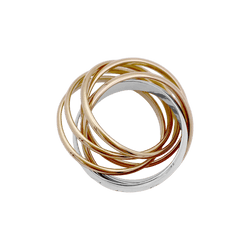 Bague Alliance CARTIER "Trinity" en or blanc, or jaune, or rose et diamant - Castafiore