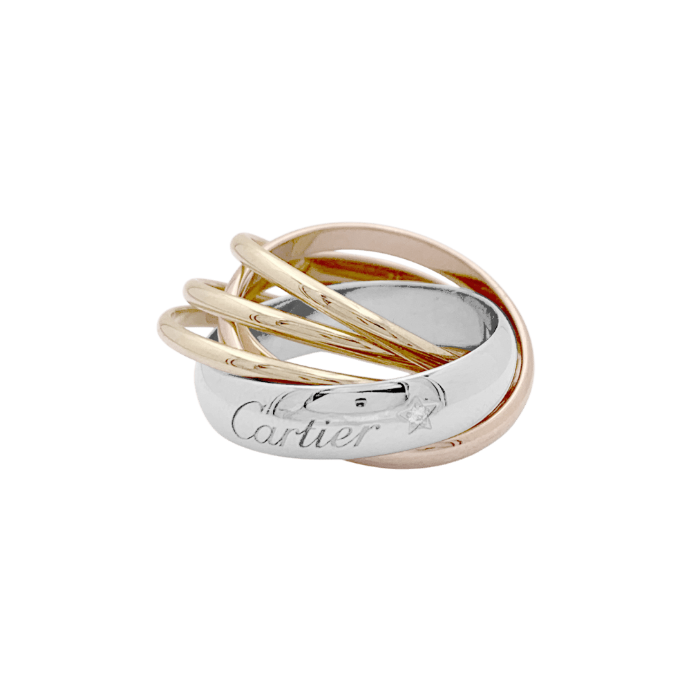 Bague Alliance CARTIER "Trinity" en or blanc, or jaune, or rose et diamant - Castafiore