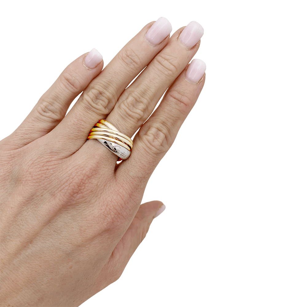 Bague Alliance CARTIER "Trinity" en or blanc, or jaune, or rose et diamant - Castafiore
