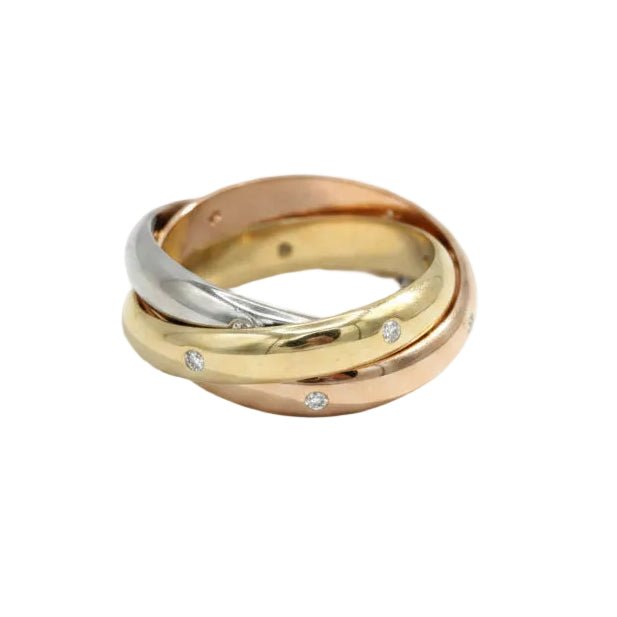Bague Alliance CARTIER "Trinity" en or blanc, or jaune, or rose et diamants - Castafiore