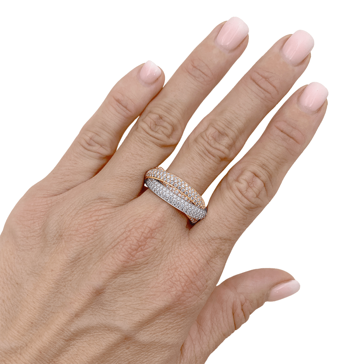 Bague Alliance CARTIER "Trinity" en or blanc, or jaune, or rose et diamants - Castafiore