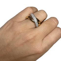 Bague Alliance CARTIER "Trinity" en or blanc, or jaune, or rose et diamants - Castafiore